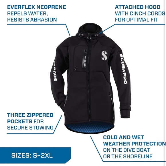 Women's Black Dive Boat Jacket Scuba Pro - NEVER WORN Rare Size 2XL - Picture 3 of 9
